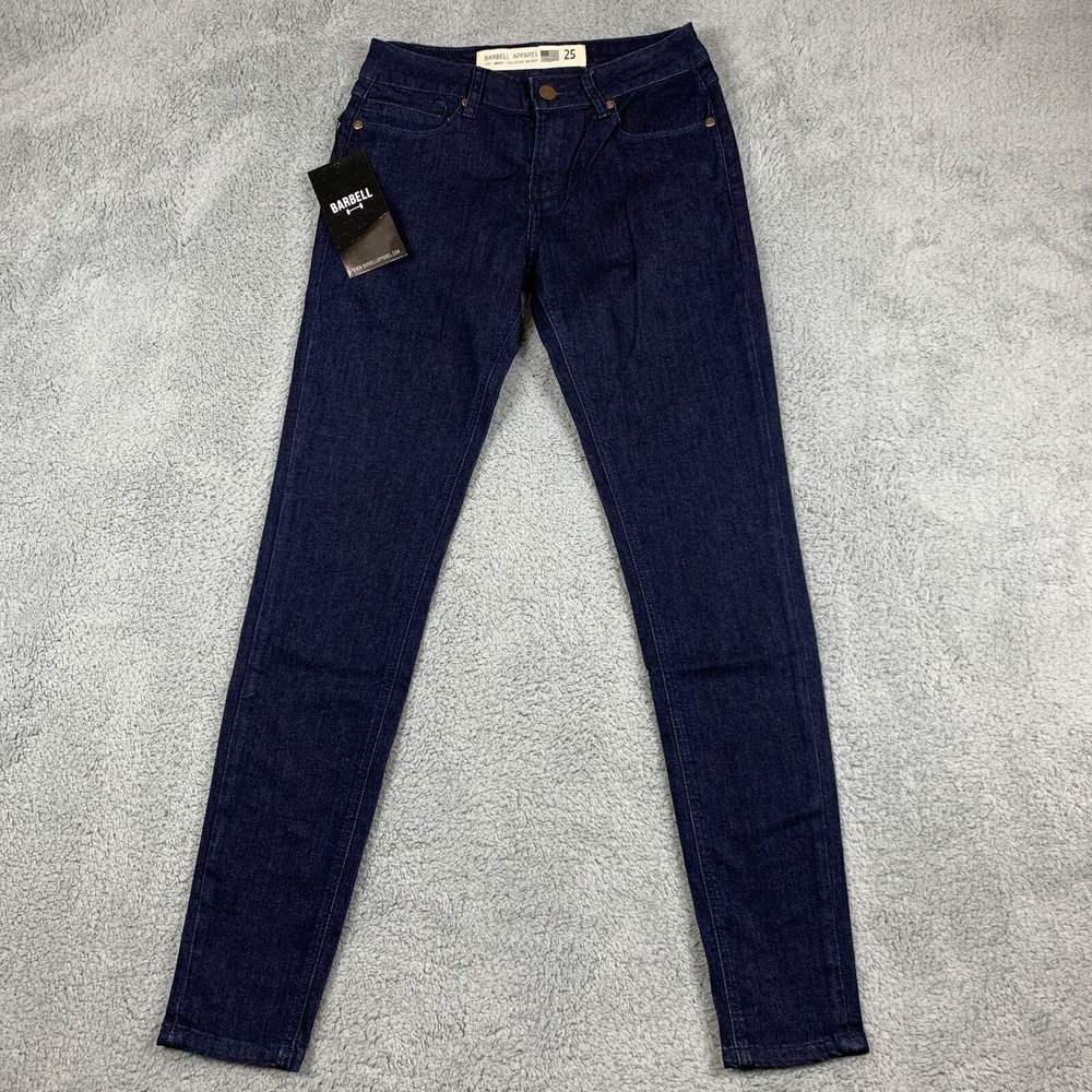 Barbell Jeans Womens 25x31 Blue Slim Athletic Fit Dark Wash Las Vegas NEW $149‎